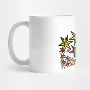 Red, black, yellow, stars Mug